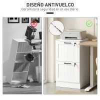 HOMCOM Mueble Archivador con 2 Cajones Cajonera para Escritorio con Cerraduras Rieles Colgantes Ajustables para A4 Blanco(m-7)