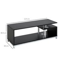 HOMCOM Mobile TV Moderno con Ripiano in Legno, Mobiletto Tavolino Basso da Salotto 114x40x40.5cm, Nero(m-3)