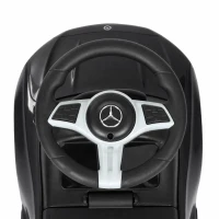 AIYAPLAY 3 in 1 Licensed Benz Ride on Push Car with Handle, Canopy, Guardrails, Horn, Music, Storage for 12-36 Months, Black(m-12)