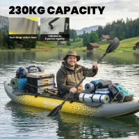 Outsunny 12.5' Inflatable Kayak Set, 2-person Sit on Canoe with Aluminium Oars, Grey and Yellow(m-5)