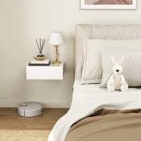 HOMCOM Comodino Sospeso Moderno con Cassetto, in Legno, 40x30x15 cm, Bianco(m-10)