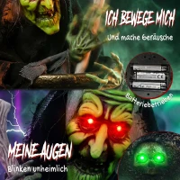 HOMCOM Geanimeerde Halloween-tafelheks met lachgeluid, verlichte ogen en geluid-/aanraakactivatie(m-4)