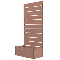 Outsunny Fioriera da Esterno con Spalliera a Doghe per Piante Rampicanti, 72x38x150cm, Marrone Chiaro(m-1)
