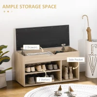 HOMCOM Shoes Cabinet Bench Hidden Storage Padded Seat Organiser Footwear Rack Hallway Oak Tone(m-5)