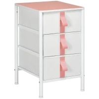 HOMCOM Bedroom Chest of Drawers, Cloth Organizer Unit with Fabric Drawers and Steel Frame, 3 Drawer Dresser, Pink(m-21)