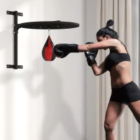 SPORTNOW Punching Ball montat pe perete, cu Speed Bag rotativ la 360° și reglabil pe 7 niveluri de înălțime, negru și roșu(m-10)