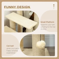 PawHut 4-step Pet Stairs with Scratching Posts, Platforms, Toy Ball, Beige(m-5)