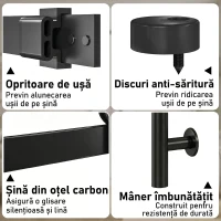 HOMCOM Ușă Glisantă 91,4 x 213,4 cm cu Kit, Panouri din Sticlă, Aspect Lemn Alb(m-7)