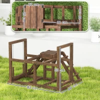 PawHut Aire de jeux en bois, Perchoir en bois pour poule, avec balançoire, échelle, plateformes, 82 x 60 x 55 cm, marron(m-3)