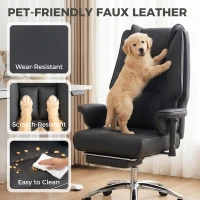 HOMCOM Executive Office Chair, Reclining Desk Chair with Footrest, Adjustable Armrests, Pet Friendly Faux Leather, Black(m-7)