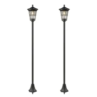 Outsunny Set de 2 Felinare Solare de Grădină 1.86 m, Lămpi de Exterior din Oțel Inoxidabil cu Înălțime Reglabilă, 2 Moduri de Lumină, IP44 Impermeabil pentru Terasă Curte Alei(m-1)