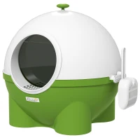 PawHut Large Cat Litter Box, with Scoop, Front Entrance, 53 x 51 x 48cm -Green(m-11)