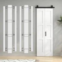 HOMCOM Porta Scorrevole Pieghevole in Legno 71.2x213.4 cm con Binario in Acciaio, Maniglia, Guida e Ruote, Bianca e Nera(m-8)