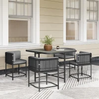 Outsunny 4-Seater Rattan Cube Garden Furniture Set with Cushions - Charcoal Grey(m-10)
