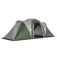 Outsunny Family Camping Tent 3000mm Waterproof Windproof Tunnel Tent 6 Person Two Bedrooms Green(m-11)