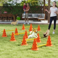 PawHut Ensemble d'Agilité pour Chien 6 Pièce, Parcours d'Obstacle hauteur réglable avec Sac de Transport, Orange(m-10)