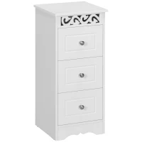 HOMCOM Armario de Almacenamiento Cajonera Blanca Cómoda con 3 Cajones para Cocina Comedor Salón Dormitorio 29,8x29,8x68,5 cm(m-1)