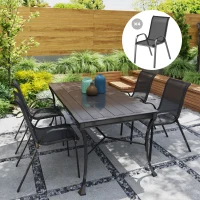 Outsunny Lot de 4 chaises de jardin chaises empilables dossiers hauts tissu maille respirante cadre acier 54 x 71 x 93 cm noir(m-10)