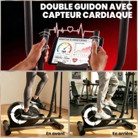SPORTNOW Vélo Elliptique, Écran LCD, Résistance 8 Niveaux, Capteur Pouls, Bluetooth, Support pour Téléphone, 100x52x153cm, Gris(m-7)