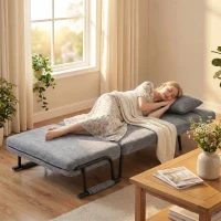 HOMCOM Schlafsessel 3 in 1 Klappbar Sessel mit Schlaffunktion, 186 x 60 cm Schlafsessel mit 5-stufig Verstellbarer Rückenlehne(m-8)