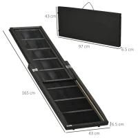 PawHut Rampa per Cani Pieghevole Antiscivolo in Legno con Maniglia Laterale, 43x165x6.5 cm, Nero(m-3)