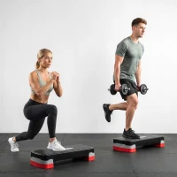 HOMCOM Step Fitness pentru Aerobic cu Înălțime Reglabilă 10-15 cm, 68x29cm Negru și Roșu(m-9)
