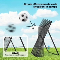 SPORTNOW Rete di Rimbalzo per Calcio con 5 Angoli Regolabili, Rete Multi-Sport per Allenamento, Nero(m-4)