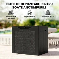 Outsunny Ladă de Grădină cu Mânere, Cutie pentru Depozitare Scule, Impermeabilă, 56x41x50 cm, Negru(m-7)