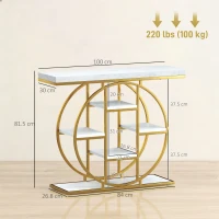 HOMCOM Masă consolă pentru hol Mobilier de intrare industrial 6 rafturi depozitare blat 4cm 100 x 30 x 81,5cm Alb(m-3)