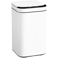 HOMCOM Bidone per Immondizia da 13L con Sensore e Spazio per Deodoranti, in Acciaio e PP, 24x24x41 cm, Bianco e Nero(m-1)