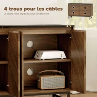 HOMCOM Meuble TV, meuble télé avec 4 portes, plateau effet marbre, étagères réglables, 120x39x76cm, noyer(m-8)