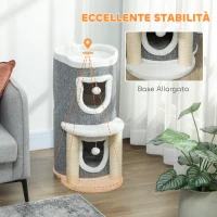 PawHutPawHut Albero Tiragraffi per Gatti Alto 76 cm con Casette, Lettino, Palline e Pali in Sisal, Grigio(m-7)
