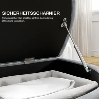 HOMCOM Hocker mit Stauraum, Sitztruhe, gepolstert, soft-close Deckel, Samtoptik, 120 x 46 x 42 cm, Dunkelgrau(m-5)