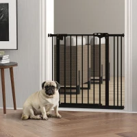 PawHut Cancellino per Cani a 2 Estensioni con Larghezza Regolabile fino 100 cm e Chiusura Automatica, Nero(m-9)