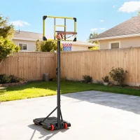 SPORTNOW Height Adjustable Basketball Hoop and Stand with Firm Backboard and Weighted Base, Portable Wheels, Yellow(m-8)