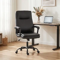 HOMCOM Sedia Ufficio Girevole in Pelle PU, Funzione Dondolo, Schienale Alto, Altezza Regolabile, Capacità 120kg, Nero(m-2)
