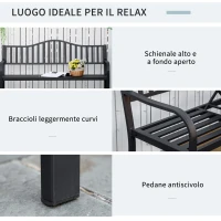 Outsunny Panchina da Giardino 3 Posti a Doghe con Tavolino Sollevabile, in Metallo, 150x58.5x90 cm, Nero(m-5)