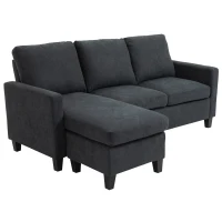 HOMCOM Ecksofa, Couchgarnitur, mit wendbarer Chaiselongue, 197 x 139 x 91cm, dunkelgrau(m-11)