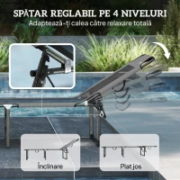 Outsunny Șezlong de Exterior Reglabil 4 Poziții, Scaun Pliabil cu Mâner, Gri.(m-4)