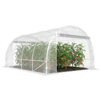 Outsunny Polytunnel-Gewächshaus, begehbares Gewächshaus mit verzinktem Stahlrahmen und UV-beständiger PE-Abdeckung, transparent(m-12)