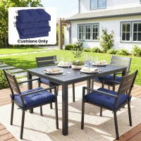 Outsunny Garden Seat Cushion with Ties, 42 x 42cm Replacement Dining Chair Seat Pad, Dark Blue(m-8)