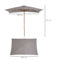 Outsunny Ombrellone da Giardino 2x3 m Impermeabile, in Legno con Copertura Rimovibile in Poliestere, Grigio(m-3)