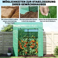 Outsunny Tomatengewächshaus Foliengewächshaus mit Rolltor Netzfenster Bogendach 170 x 68 x 200 cm Grün(m-8)