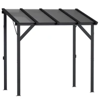 Outsunny Grillpavillon 2,44 x 1,48 m Gartenpavillon mit Pultdach, Gartenlauben mit UV-Schutz 50+ Dunkelgrau(m-1)