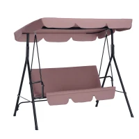 Outsunny Columpio de Jardín de 3 Plazas con Parasol Techo Ajustable en Ángulo Carga Máx. 200 kg Acero 172x110x153 cm Marrón(m-1)