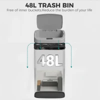 HOMCOM 48L Stainless Steel Sensor Bin - Silver-Tone(m-6)