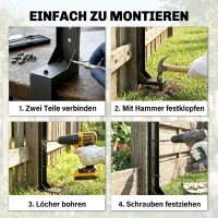 Outsunny Zaunpfosten Reparaturset 2er-Set Stützpfähle für Zaunpfosten mit Nägeln Bohrer 81 x 5,5 x 12 cm Schwarz(m-6)