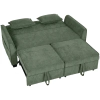 HOMCOM 2 Seater Sofa Bed, 4-in-1 L-Shaped Convertible Pull-Out Sleeper Sofa with Adjustable Backrest Side Pockets, Dark Green(m-1)