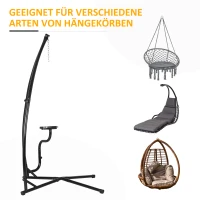 Outsunny Gestell für Hängesessel in X-Form Metall Ständer mit Federhaken Tablett Sockel bis 120kg Schwarz(m-7)