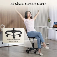HOMCOM Cadeira de Escritório sem Braços Cadeira de Secretária Giratória em Malha com Encosto Vazado Ajustável 43x42x74-86 cm Pr(m-7)